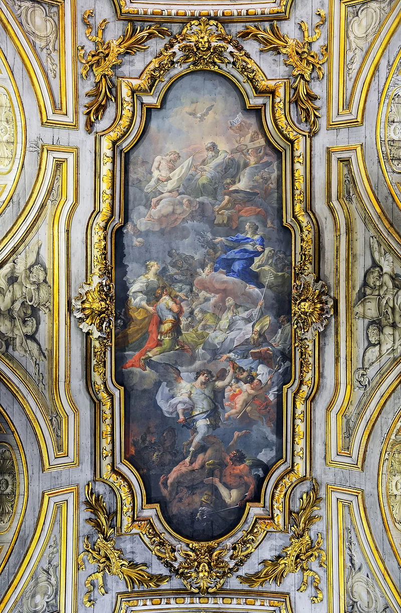 La Vergine presenta Sant'Elena e Costantino alla Trinità - Affresco in Santa Croce in Gerusalemme a Roma